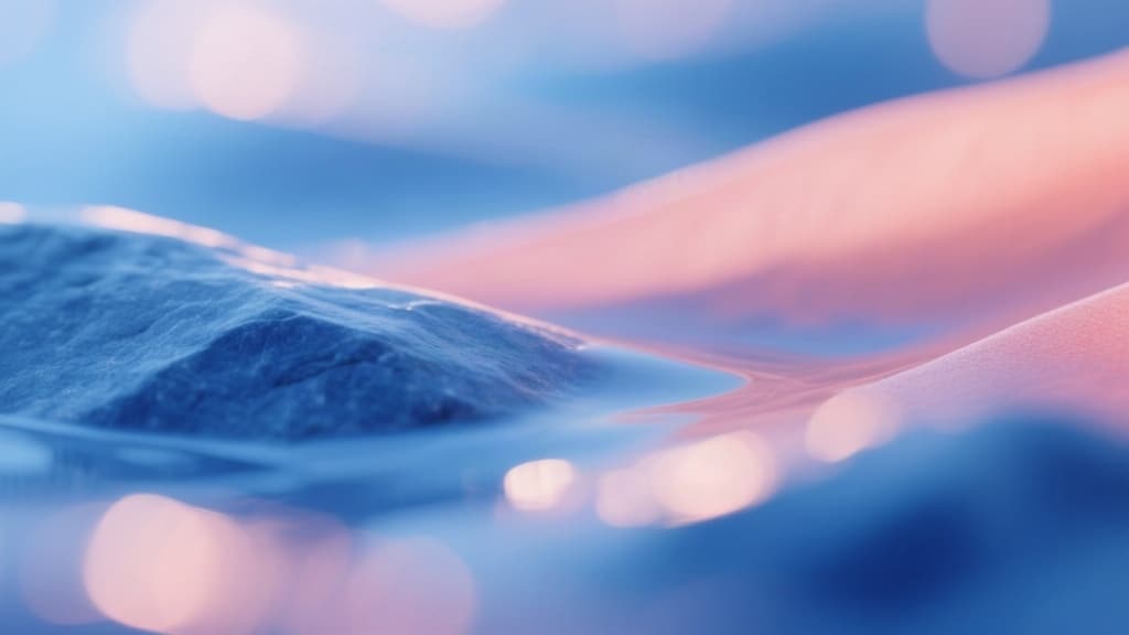 Abstract texture of soft blurred bands of light in cobalt blue and coral pink tones with gentle bokeh, no objects, no pe